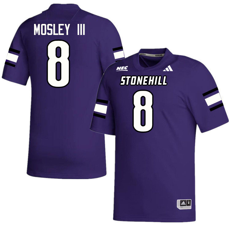 Stonehill Skyhawks #8 Richard Mosley III College Football Jerseys,Uniforms Stitched-Purple